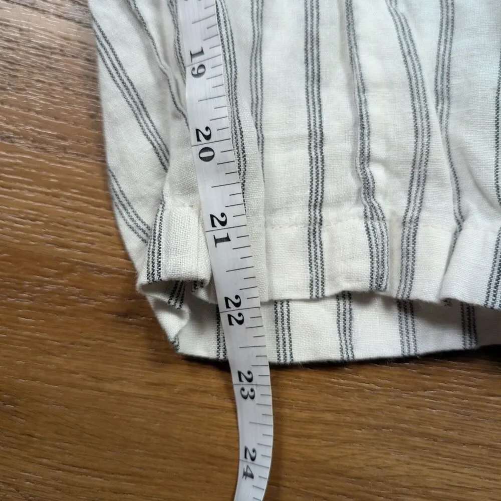 Quince European Linen Tapered Ankle Pants Women S White Striped Resort Coastal